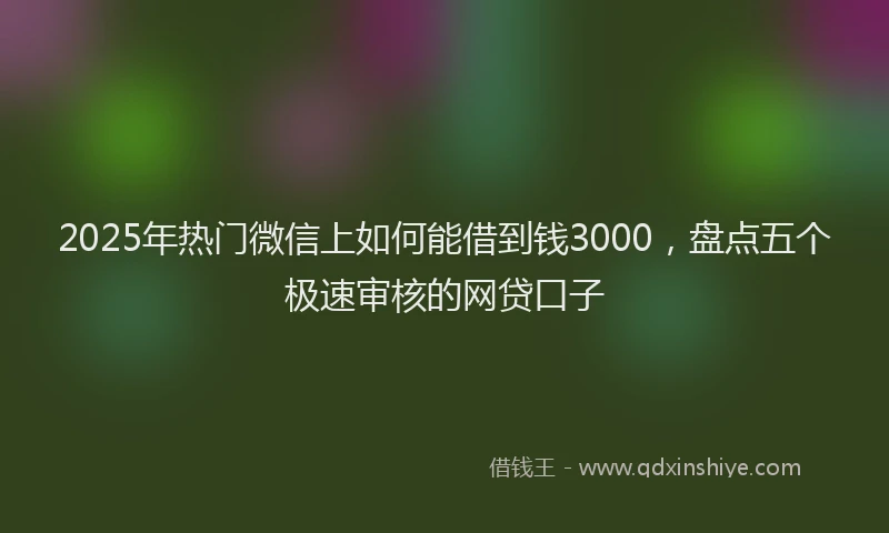 2025年热门微信上如何能借到钱3000，盘点五个极速审核的网贷口子