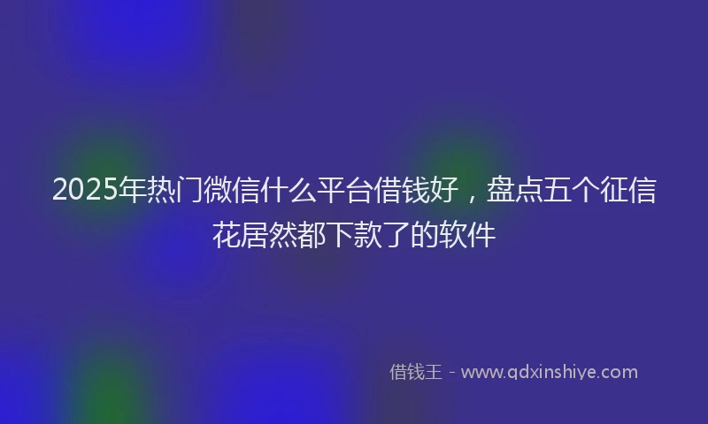 2025年热门微信什么平台借钱好，盘点五个征信花居然都下款了的软件