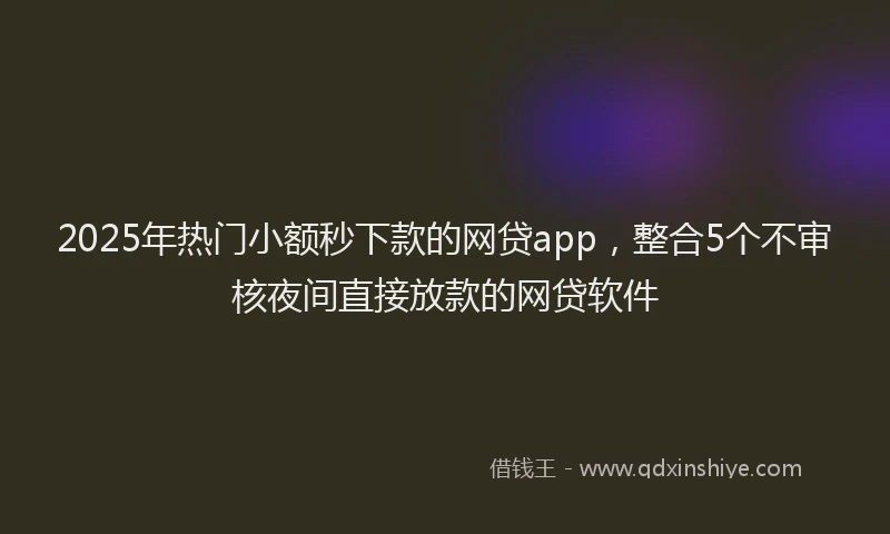 2025年热门小额秒下款的网贷app，整合5个不审核夜间直接放款的网贷软件