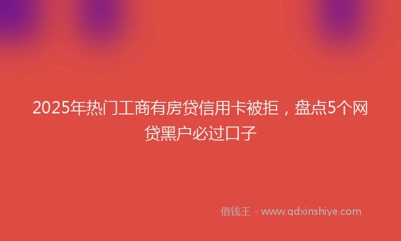 2025年热门工商有房贷信用卡被拒，盘点5个网贷黑户必过口子