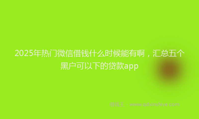 2025年热门微信借钱什么时候能有啊，汇总五个黑户可以下的贷款app