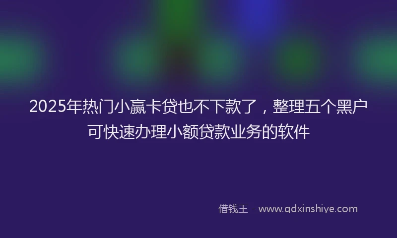 2025年热门小赢卡贷也不下款了，整理五个黑户可快速办理小额贷款业务的软件