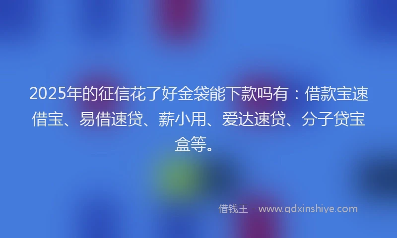 2025年的征信花了好金袋能下款吗有：借款宝速借宝、易借速贷、薪小用、爱达速贷、分子贷宝盒等。