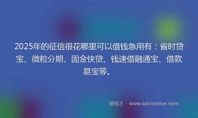 2025年的征信很花哪里可以借钱急用有：省时贷宝、微粒分期、固金快贷、钱速借融通宝、借款易宝等。