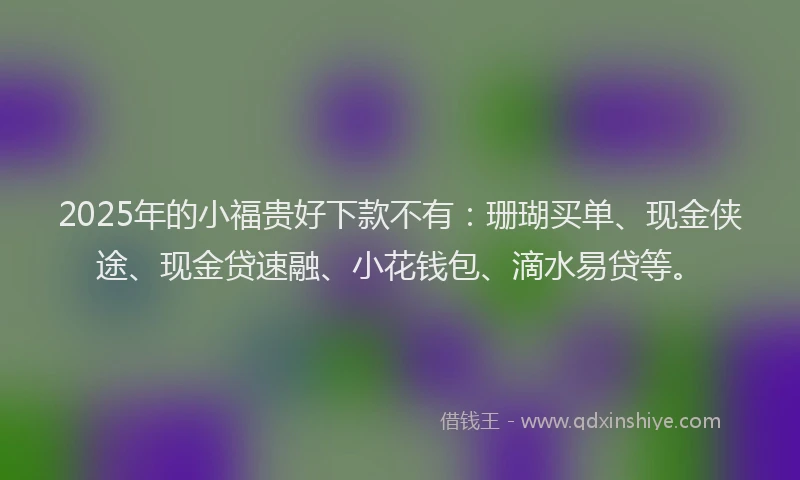 2025年的小福贵好下款不有：珊瑚买单、现金侠途、现金贷速融、小花钱包、滴水易贷等。