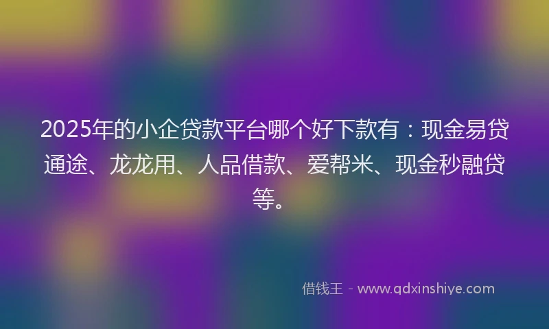 2025年的小企贷款平台哪个好下款有：现金易贷通途、龙龙用、人品借款、爱帮米、现金秒融贷等。