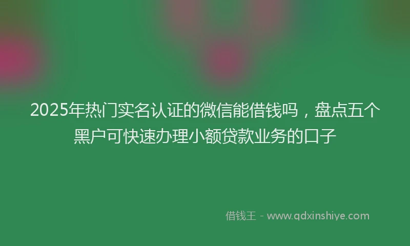 2025年热门实名认证的微信能借钱吗，盘点五个黑户可快速办理小额贷款业务的口子