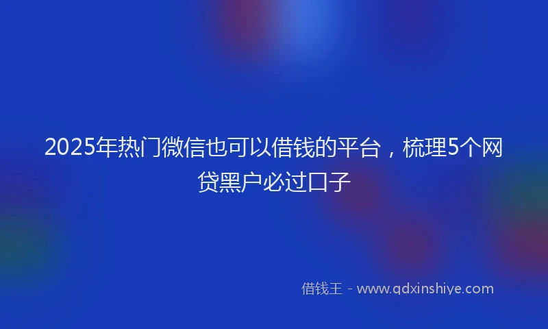 2025年热门微信也可以借钱的平台，梳理5个网贷黑户必过口子
