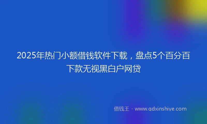 2025年热门小额借钱软件下载，盘点5个百分百下款无视黑白户网贷