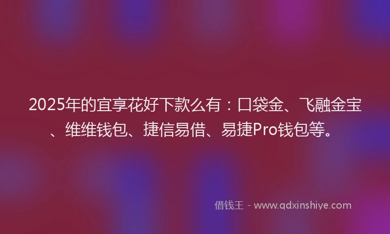 2025年的宜享花好下款么有：口袋金、飞融金宝、维维钱包、捷信易借、易捷Pro钱包等。