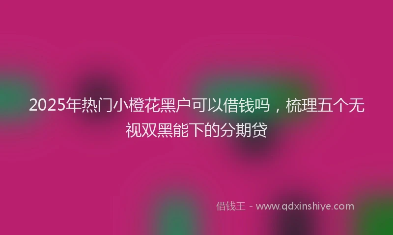 2025年热门小橙花黑户可以借钱吗，梳理五个无视双黑能下的分期贷