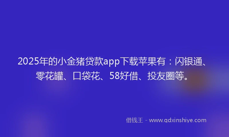 2025年的小金猪贷款app下载苹果有：闪银通、零花罐、口袋花、58好借、投友圈等。