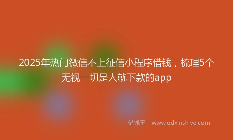 2025年热门微信不上征信小程序借钱，梳理5个无视一切是人就下款的app