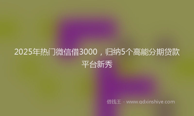 2025年热门微信借3000，归纳5个高能分期贷款平台新秀