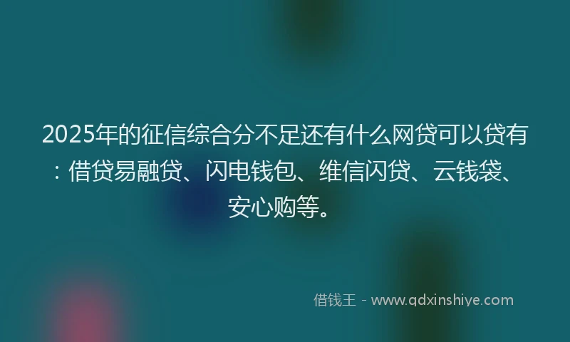 2025年的征信综合分不足还有什么网贷可以贷有：借贷易融贷、闪电钱包、维信闪贷、云钱袋、安心购等。