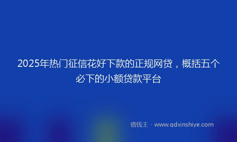 2025年热门征信花好下款的正规网贷，概括五个必下的小额贷款平台