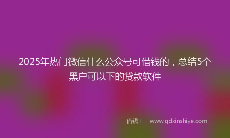 2025年热门微信什么公众号可借钱的，总结5个黑户可以下的贷款软件