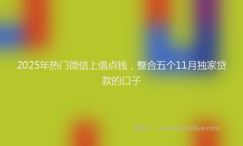 2025年热门微信上借点钱，整合五个11月独家贷款的口子