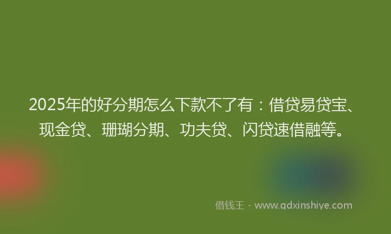 2025年的好分期怎么下款不了有：借贷易贷宝、现金贷、珊瑚分期、功夫贷、闪贷速借融等。