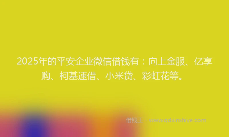 2025年的平安企业微信借钱有：向上金服、亿享购、柯基速借、小米贷、彩虹花等。