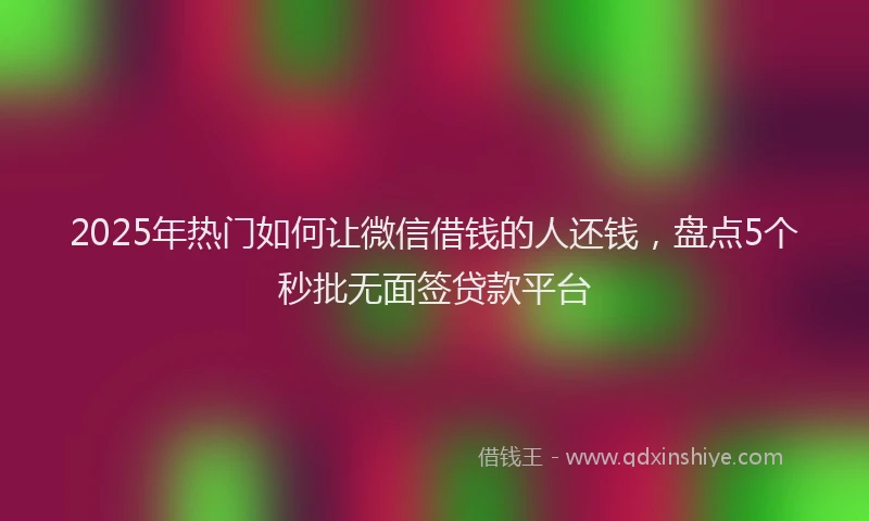 2025年热门如何让微信借钱的人还钱，盘点5个秒批无面签贷款平台