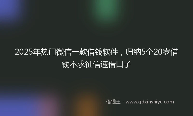 2025年热门微信一款借钱软件，归纳5个20岁借钱不求征信速借口子