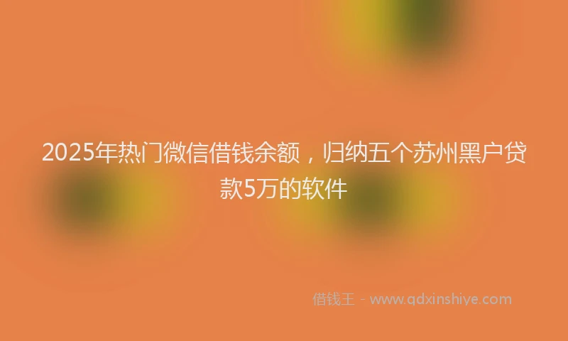 2025年热门微信借钱余额，归纳五个苏州黑户贷款5万的软件