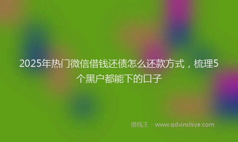 2025年热门微信借钱还债怎么还款方式，梳理5个黑户都能下的口子