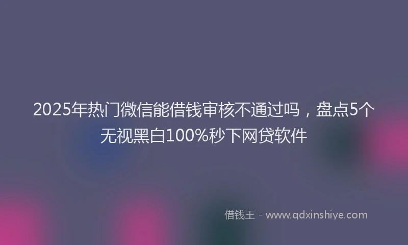 2025年热门微信能借钱审核不通过吗，盘点5个无视黑白100%秒下网贷软件