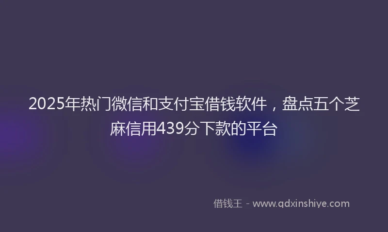 2025年热门微信和支付宝借钱软件，盘点五个芝麻信用439分下款的平台