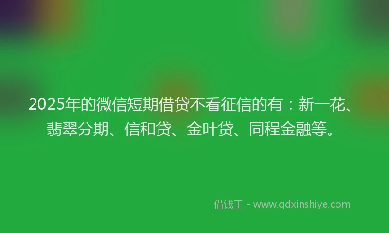 2025年的微信短期借贷不看征信的有：新一花、翡翠分期、信和贷、金叶贷、同程金融等。