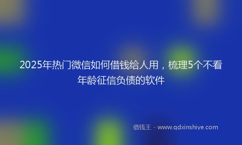 2025年热门微信如何借钱给人用，梳理5个不看年龄征信负债的软件