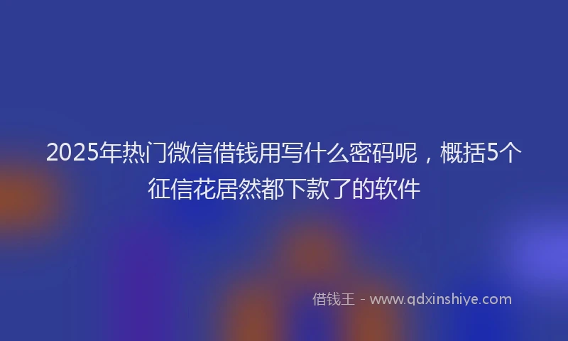 2025年热门微信借钱用写什么密码呢，概括5个征信花居然都下款了的软件