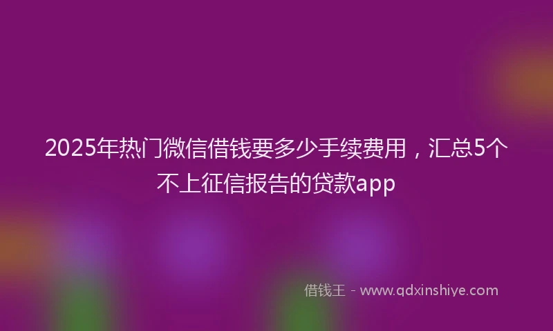 2025年热门微信借钱要多少手续费用，汇总5个不上征信报告的贷款app
