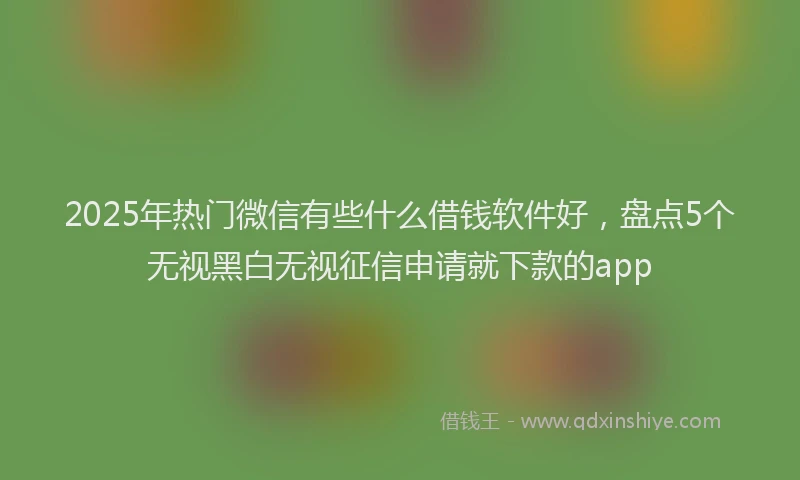 2025年热门微信有些什么借钱软件好，盘点5个无视黑白无视征信申请就下款的app