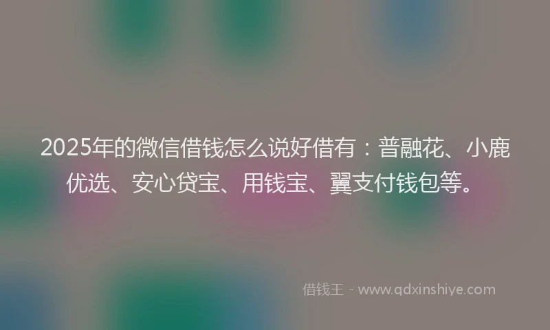 2025年的微信借钱怎么说好借有：普融花、小鹿优选、安心贷宝、用钱宝、翼支付钱包等。