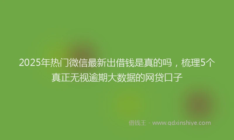 2025年热门微信最新出借钱是真的吗，梳理5个真正无视逾期大数据的网贷口子