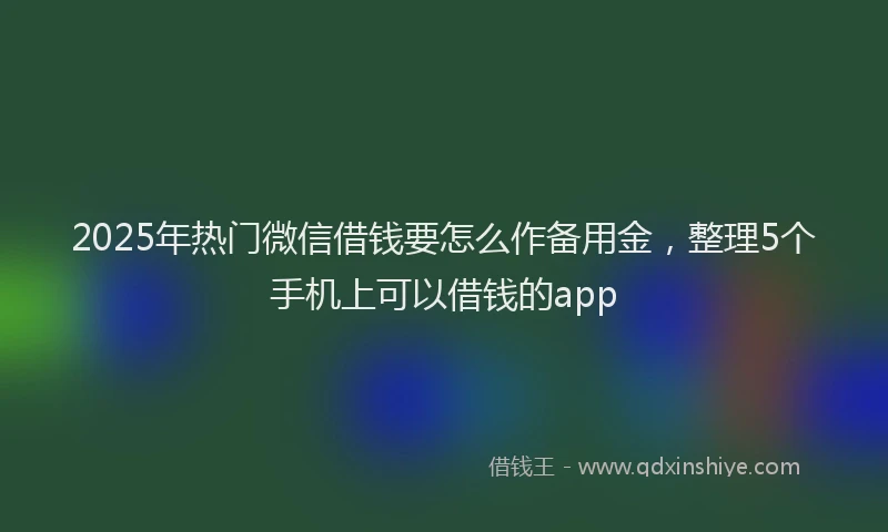 2025年热门微信借钱要怎么作备用金，整理5个手机上可以借钱的app