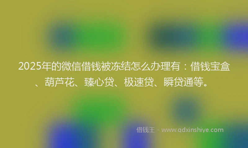 2025年的微信借钱被冻结怎么办理有：借钱宝盒、葫芦花、臻心贷、极速贷、瞬贷通等。