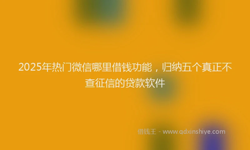 2025年热门微信哪里借钱功能，归纳五个真正不查征信的贷款软件