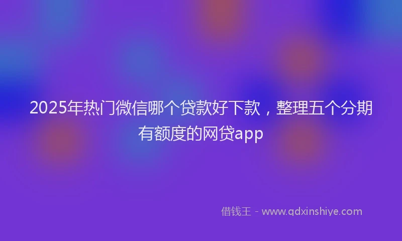 2025年热门微信哪个贷款好下款，整理五个分期有额度的网贷app