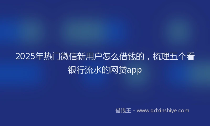 2025年热门微信新用户怎么借钱的，梳理五个看银行流水的网贷app