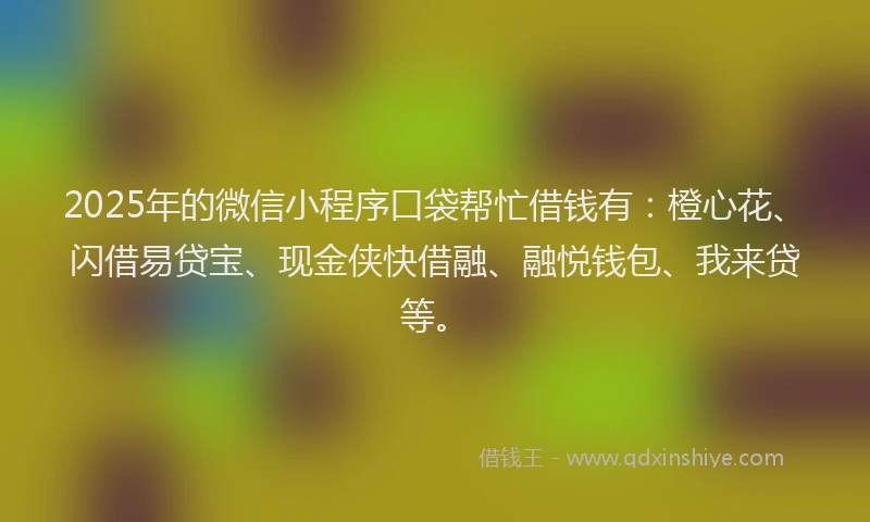 2025年的微信小程序口袋帮忙借钱有：橙心花、闪借易贷宝、现金侠快借融、融悦钱包、我来贷等。