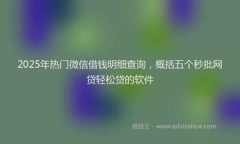 2025年热门微信借钱明细查询，概括五个秒批网贷轻松贷的软件
