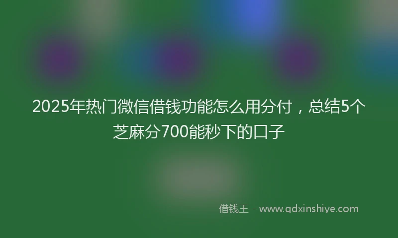 2025年热门微信借钱功能怎么用分付，总结5个芝麻分700能秒下的口子