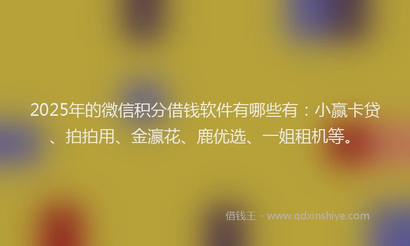 2025年的微信积分借钱软件有哪些有：小赢卡贷、拍拍用、金瀛花、鹿优选、一姐租机等。