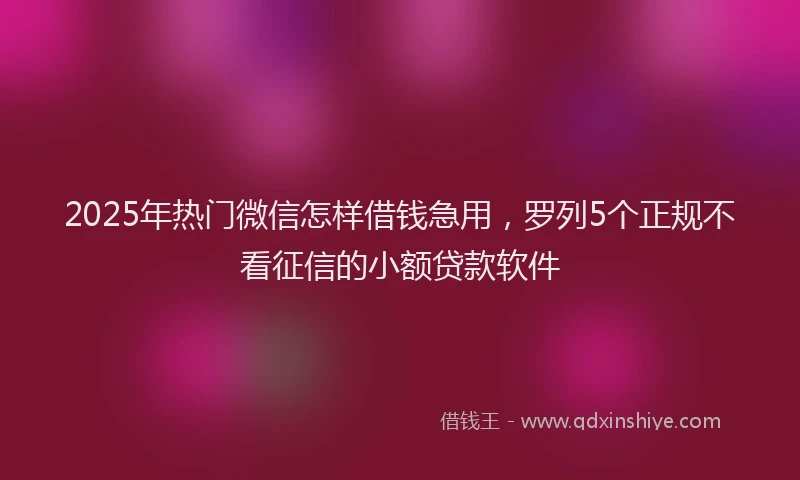 2025年热门微信怎样借钱急用，罗列5个正规不看征信的小额贷款软件