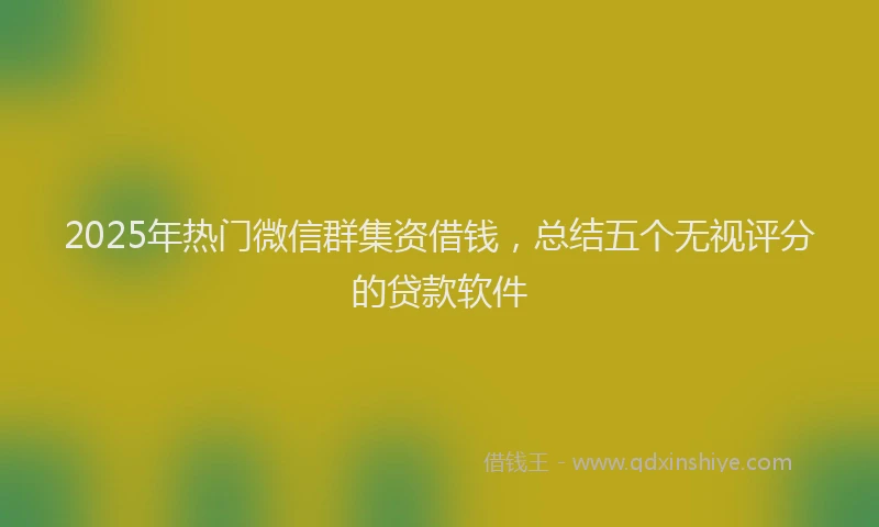 2025年热门微信群集资借钱，总结五个无视评分的贷款软件