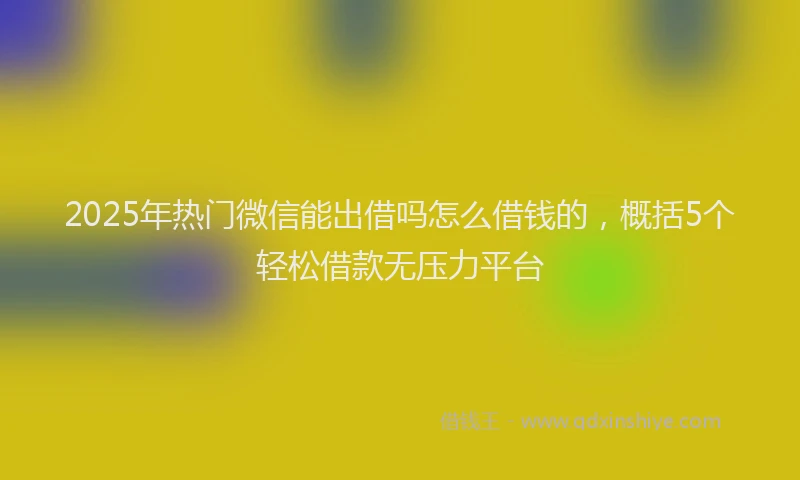2025年热门微信能出借吗怎么借钱的，概括5个轻松借款无压力平台