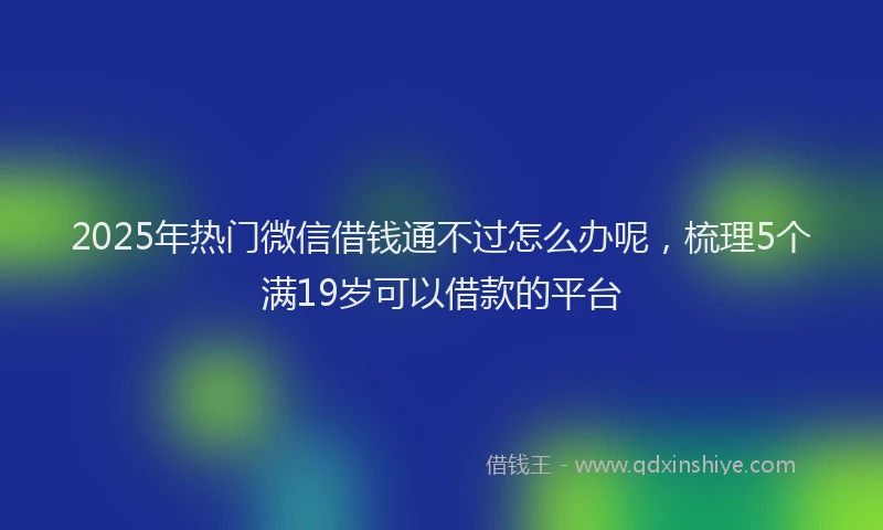 2025年热门微信借钱通不过怎么办呢，梳理5个满19岁可以借款的平台